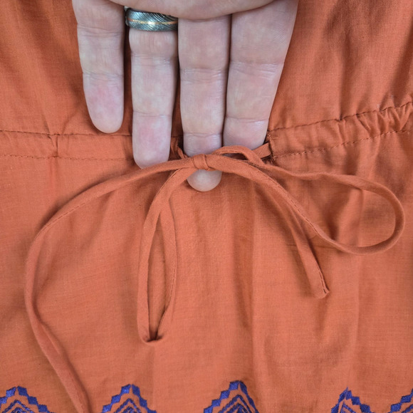 Kimchi & Blue Terracotta Embroidered Cotton Boho Peplum Style Tunic Top Size XS - Picture 5 of 8